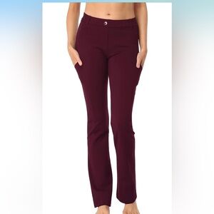 HDE Yoga Dress Pants for Women Straight Leg Pull On Pants with 8 Pockets